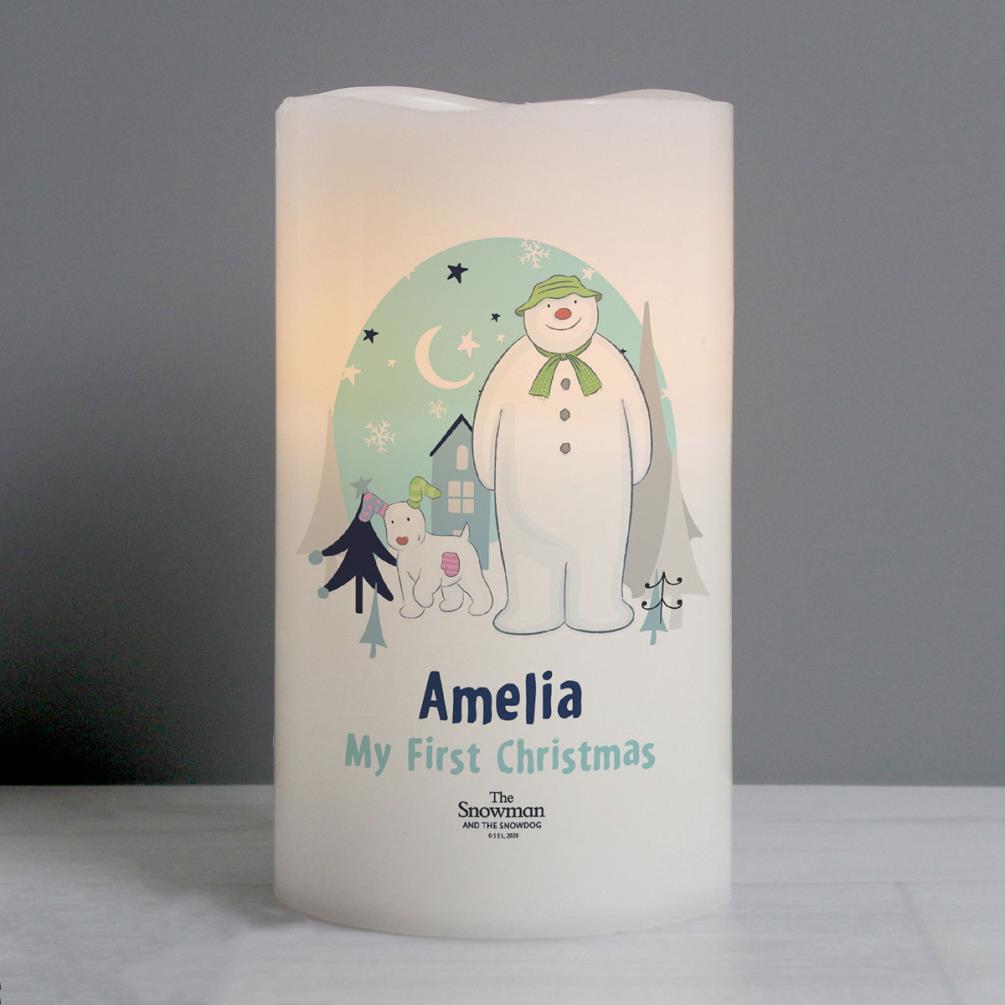Personalised The Snowman and the Snowdog LED Candle Extra Image 2